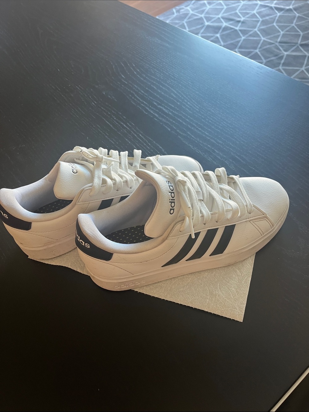 adidas White Sneakers with Black Stripes Low-Top